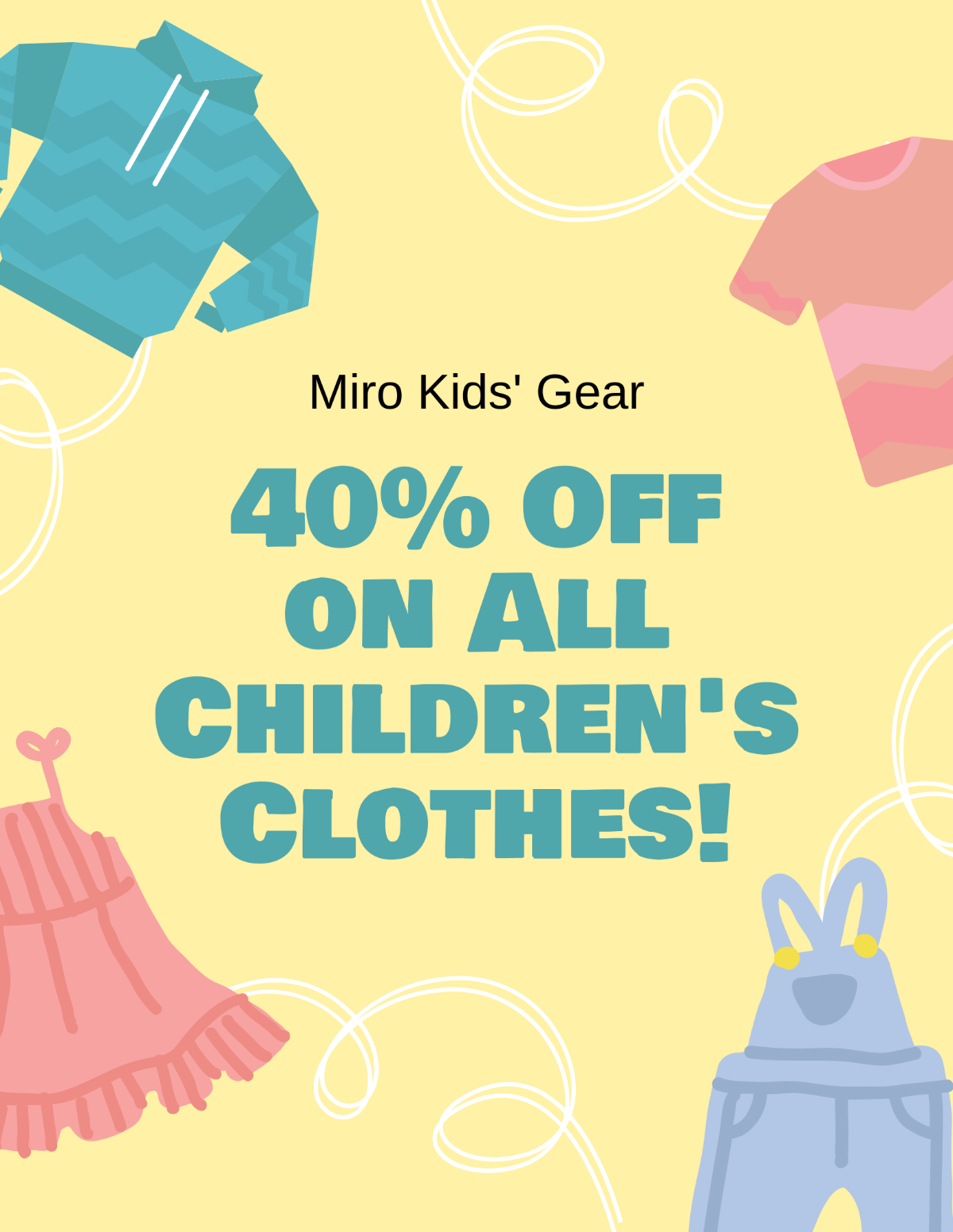Kids' Clothes Sale Offer In Yellow Online Poster A2 Template - VistaCreate