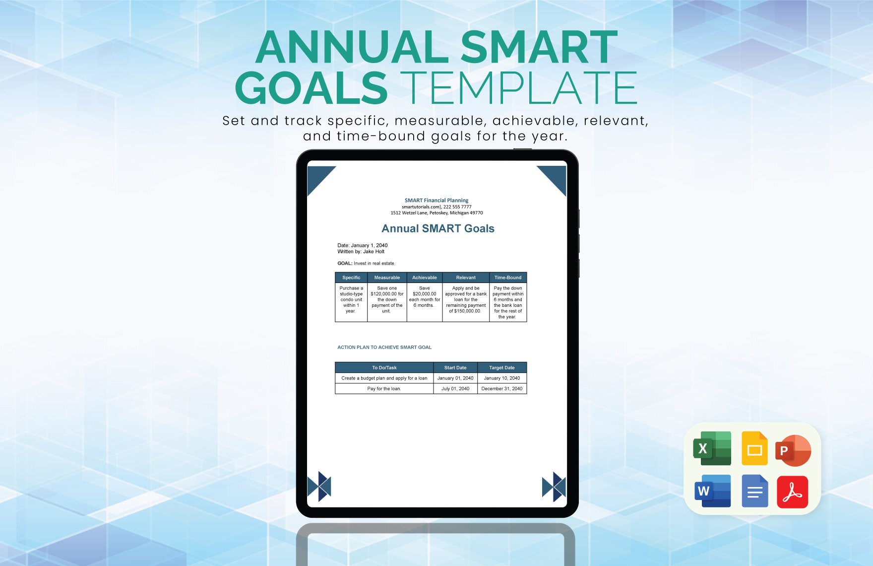 Annual Smart Goals Template in Word, Google Docs, Excel, PDF, PowerPoint, Google Slides