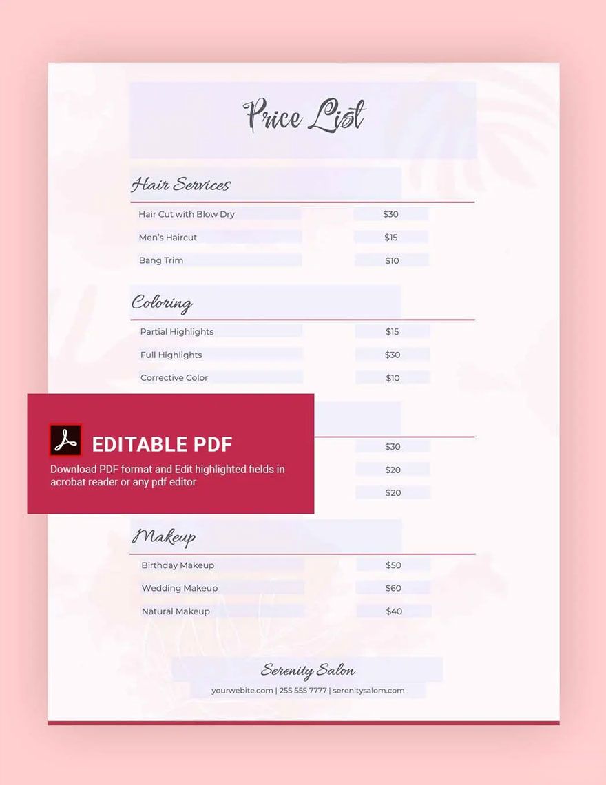 Price List PDF Template