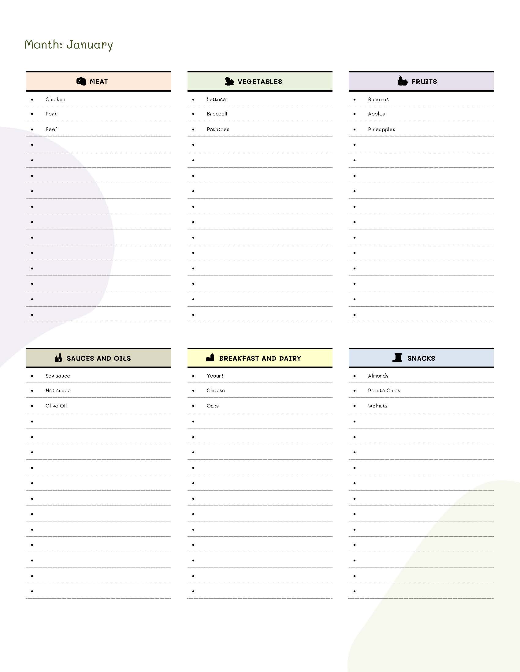 Free Grocery-List Template - Google Docs, Word, PDF | Template.net