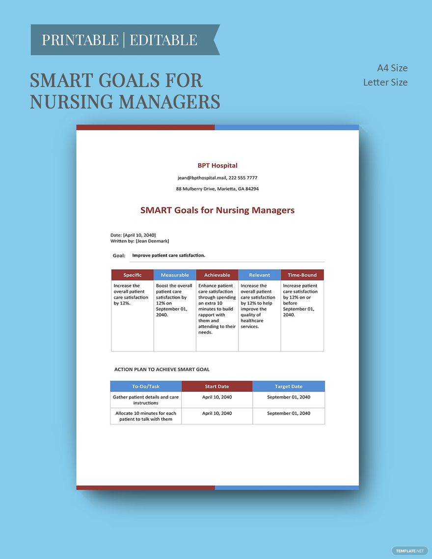 Smart Goals For Nursing Managers Template Google Docs, Google Slides