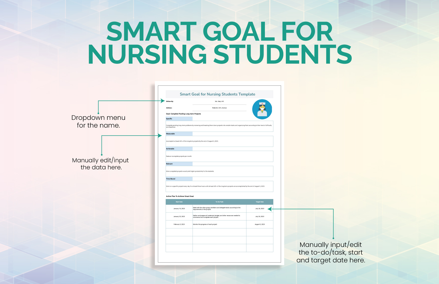 Smart Goal For Nursing Students Template