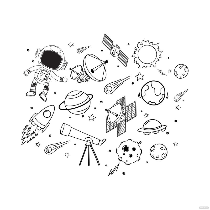 Space Doodle Vector in Illustrator, EPS, SVG, JPG, PNG