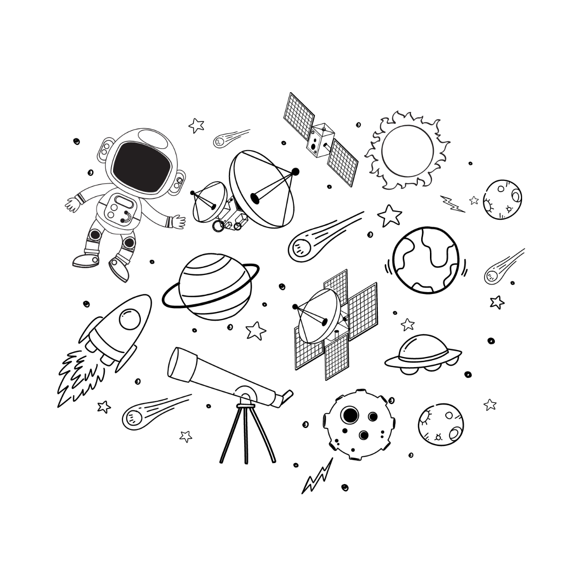 Space Doodle Vector Template