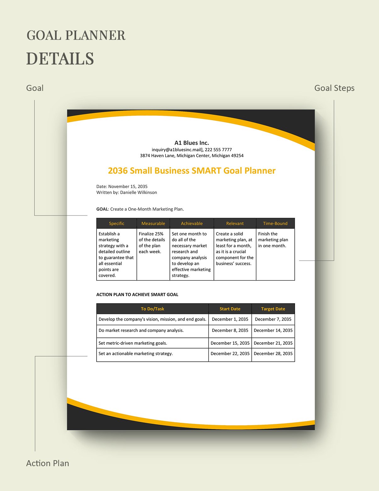 SMART Goal Planner for Small Business Template
