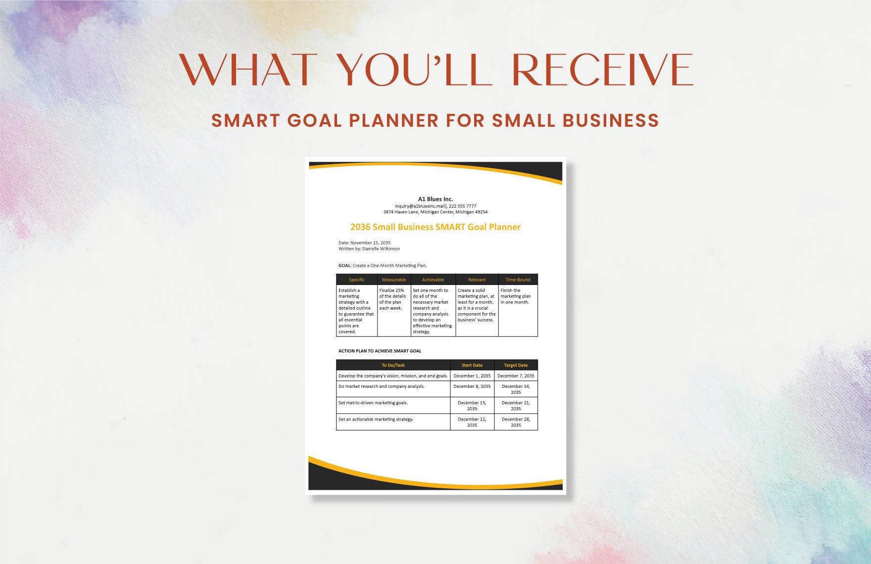 SMART Goal Planner for Small Business Template