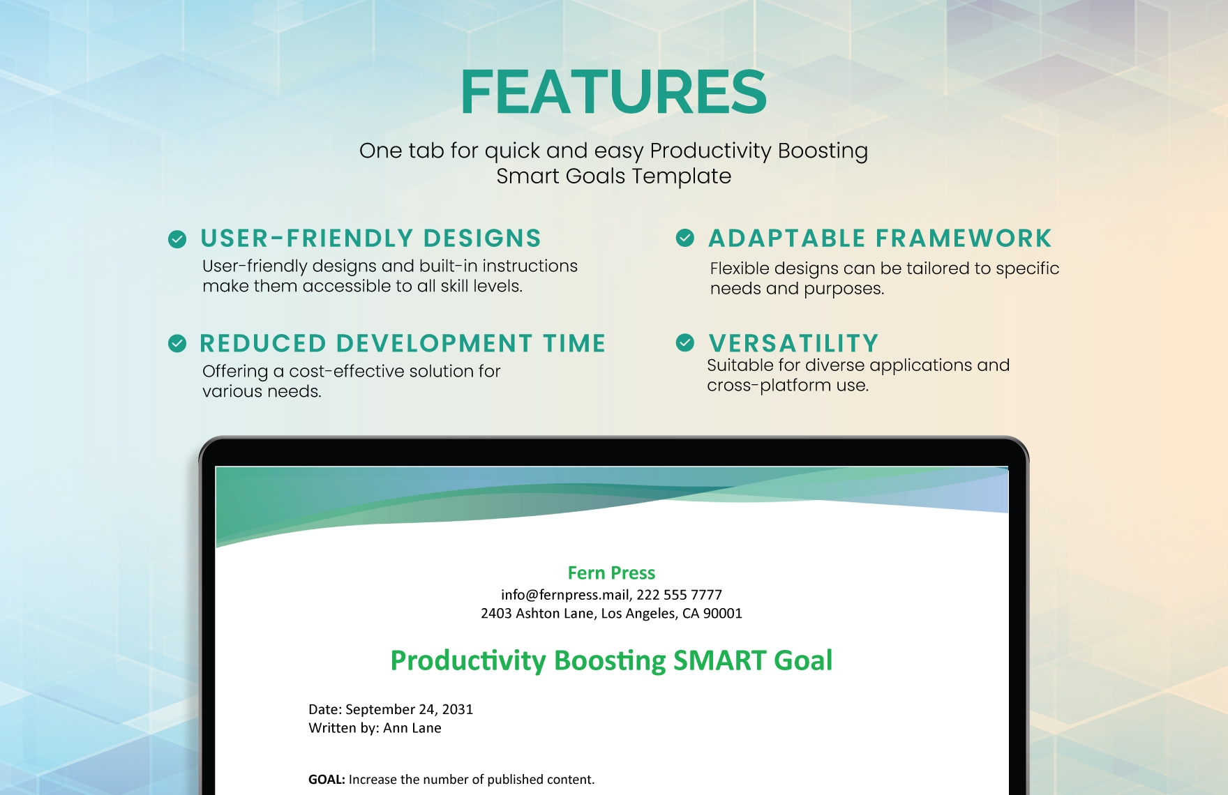 Productivity Boosting Smart Goals Template