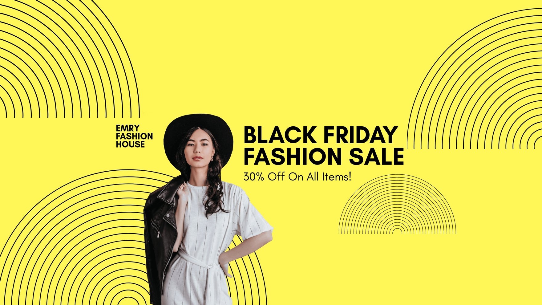 Black Friday Fashion Sale YouTube Banner Template