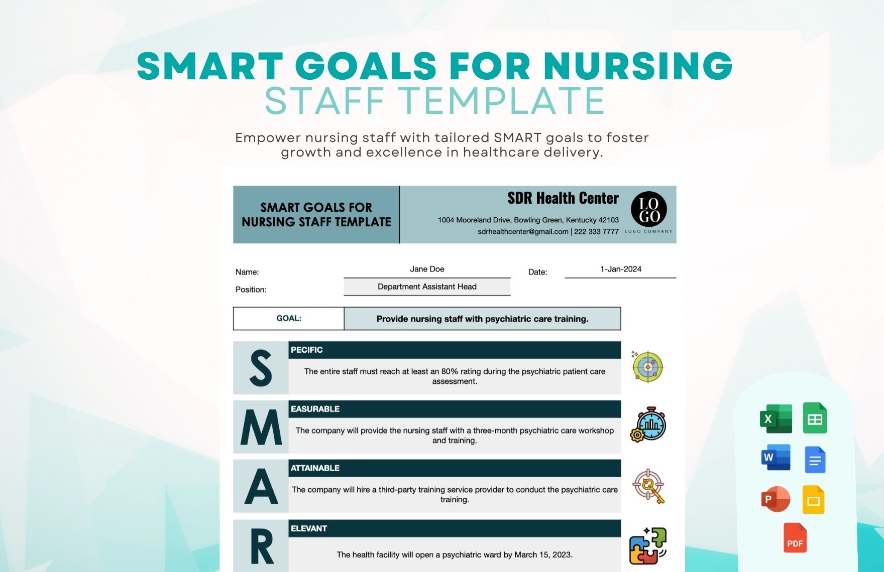 Smart Goals For Nursing Staff Template
