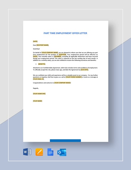 Part Time Employment Offer Letter
