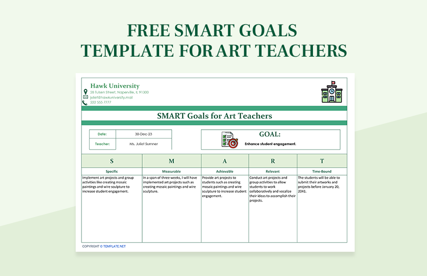 Free SMART Goals Template For Art Teachers Google Docs Google Sheets