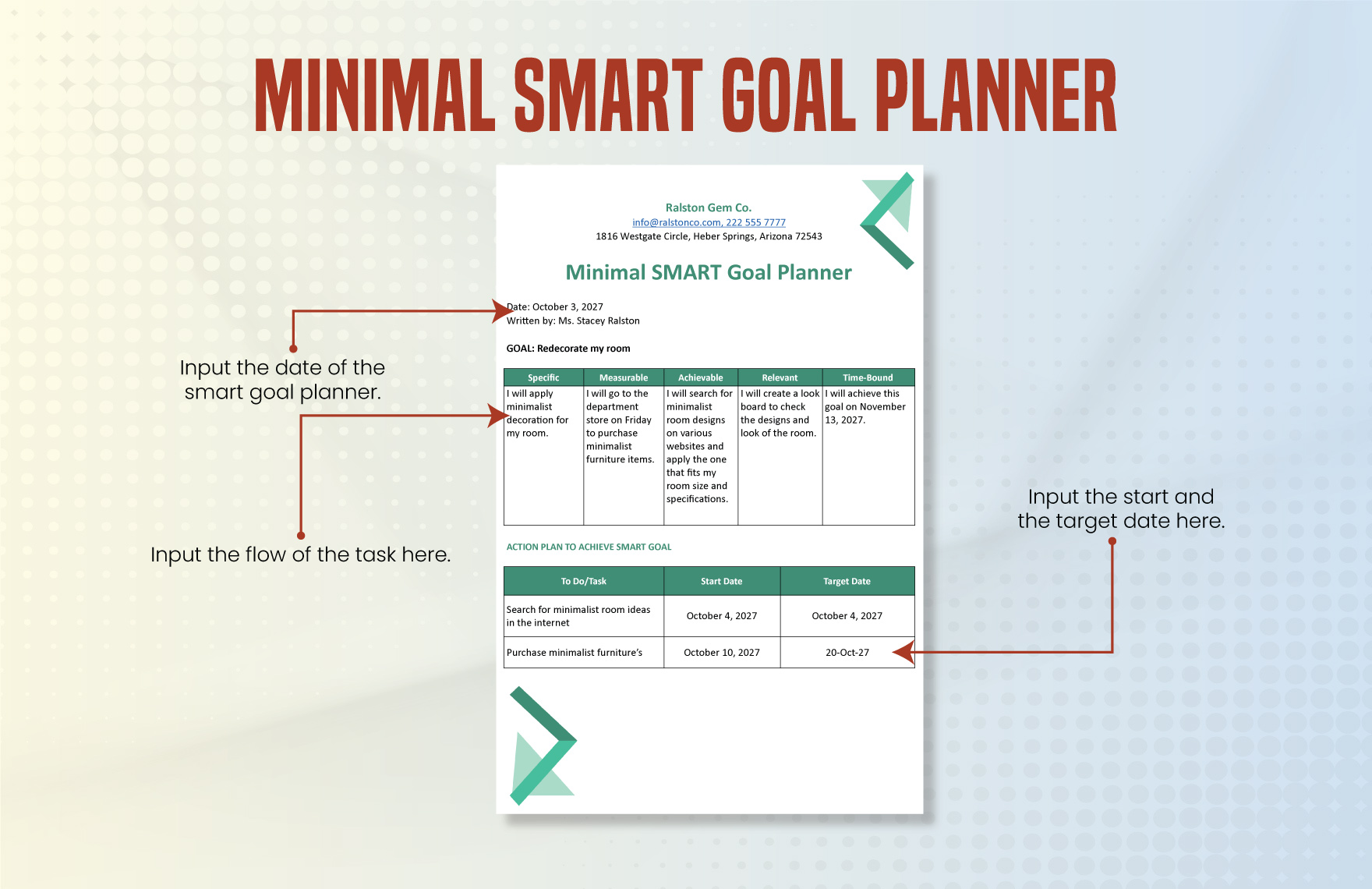 Minimal SMART Goal Planner Template