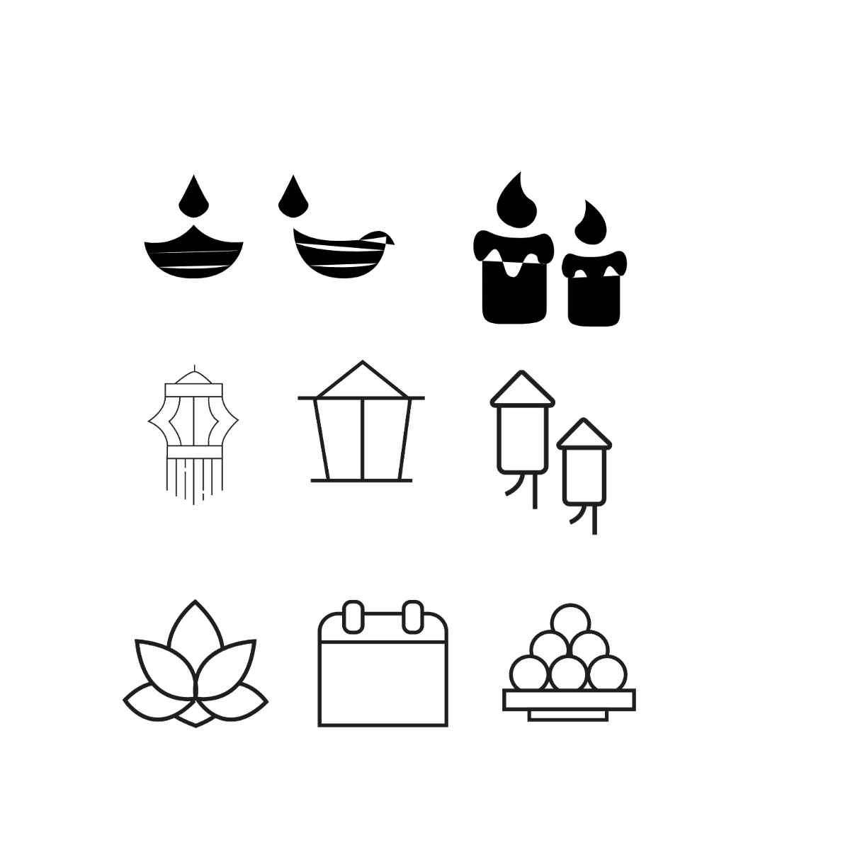 Diwali Symbols Vector Template