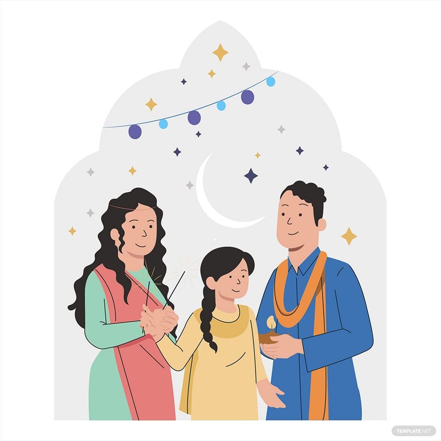 Family Diwali Vector Template