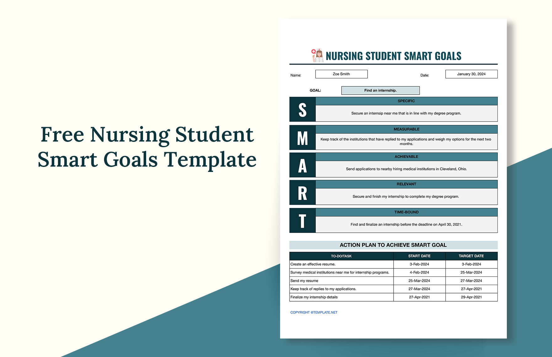 FREE Nursing Smart Goal Template Download In Word Google Docs Excel 