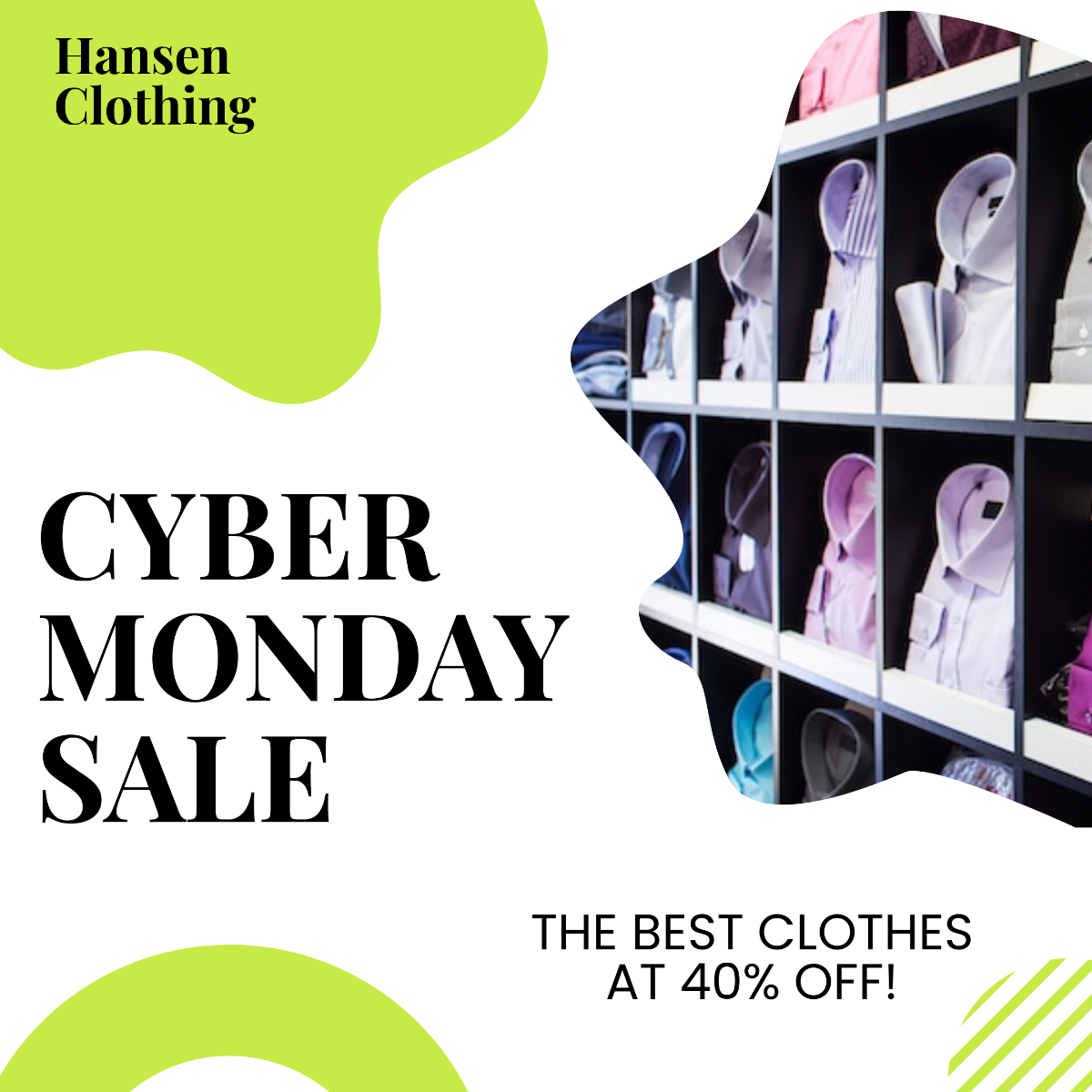 Free Cyber Monday Clothing Sale Instagram Post Template to Edit Online