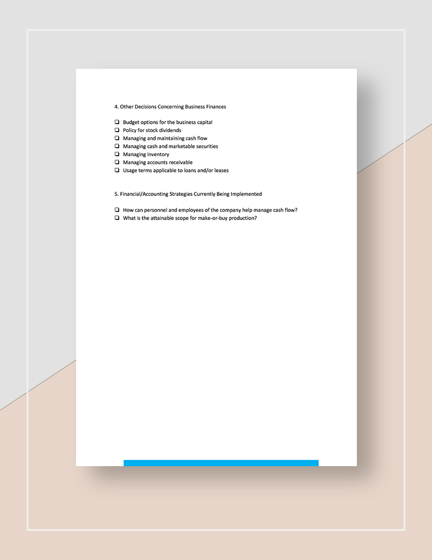 Possible Financial & Accounting Strategies Template