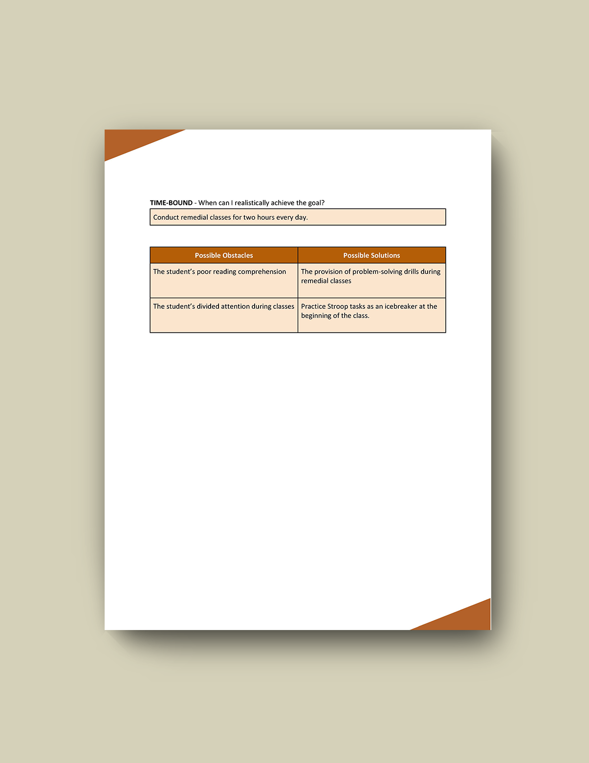 Free Smart Goals Template For Middle School Students Google Docs