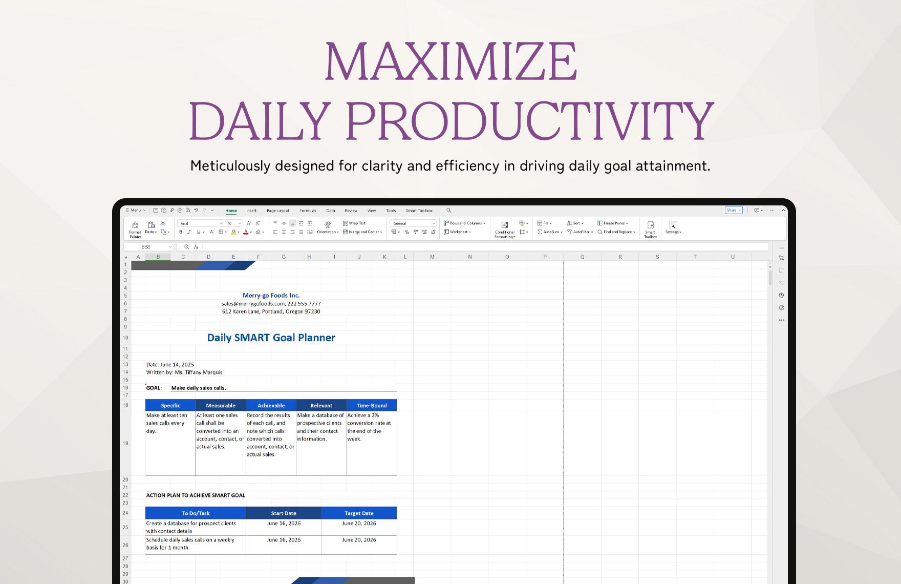 Daily Smart Goal Planner Template