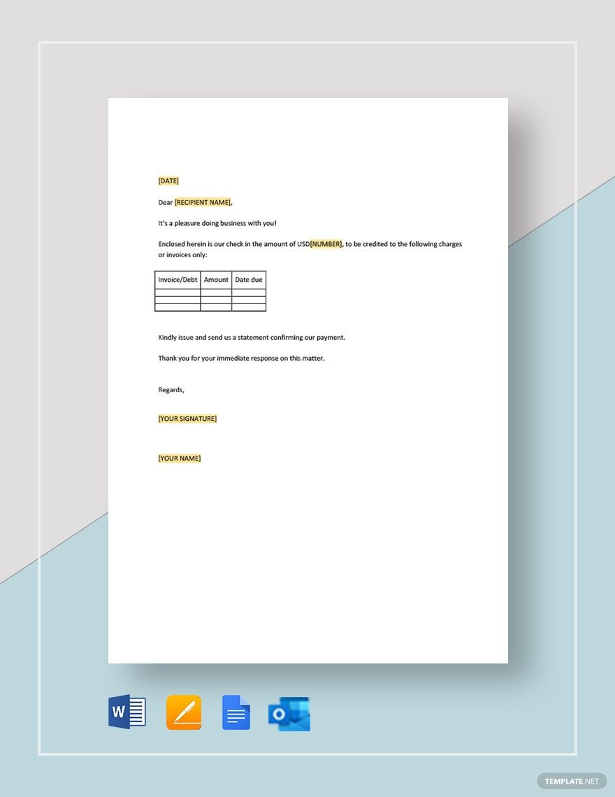 Payment on Specific Accounts Template in Word, Google Docs, PDF, Apple Pages, Outlook