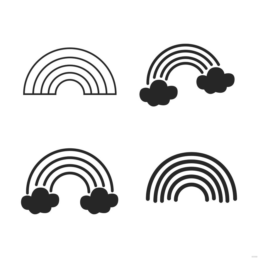 Free Black And White Rainbow Vector EPS, Illustrator, JPG, PNG, SVG