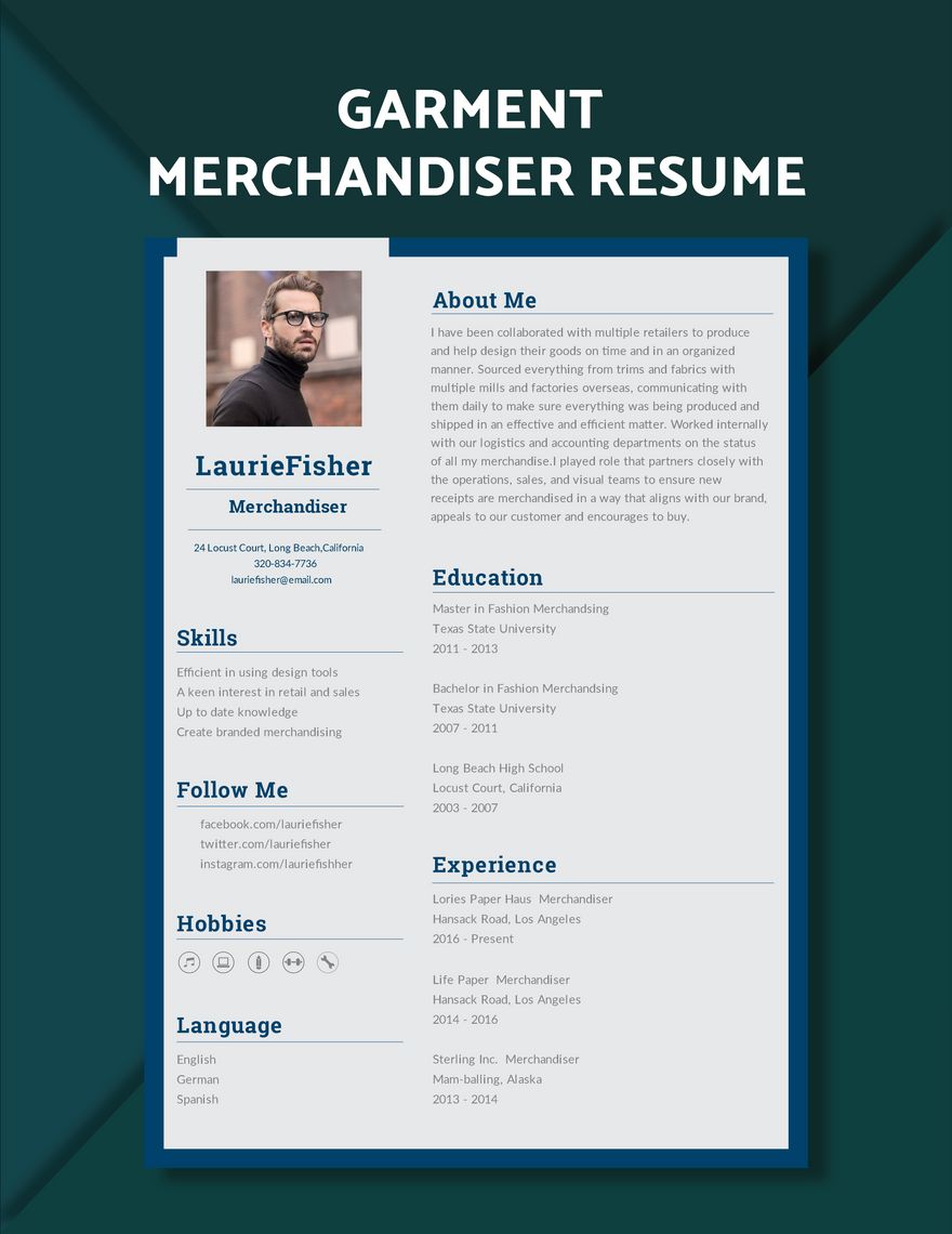 Garments Merchandiser Resume