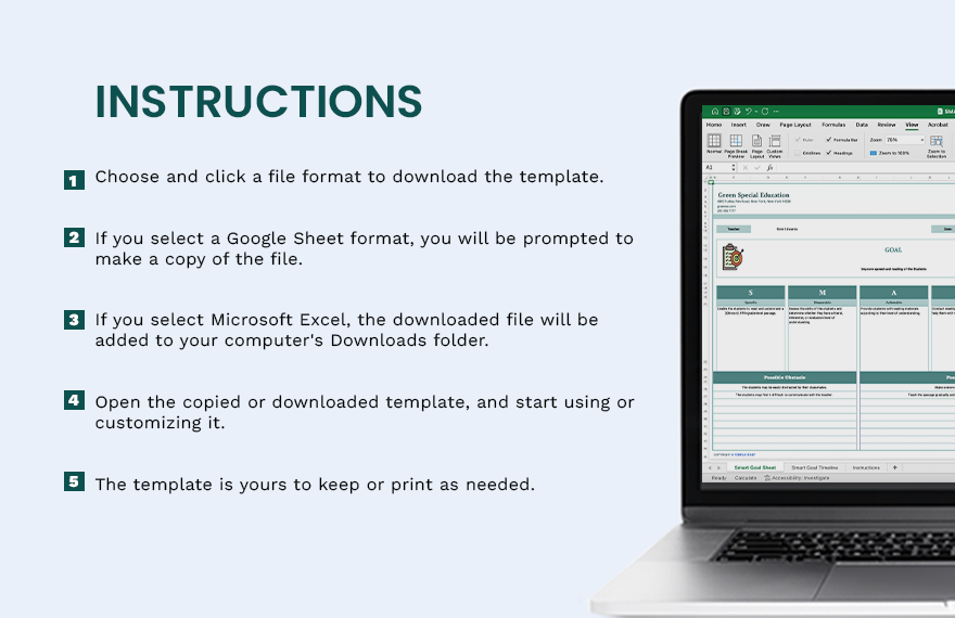SMART Goals For Especial Education Teachers Template