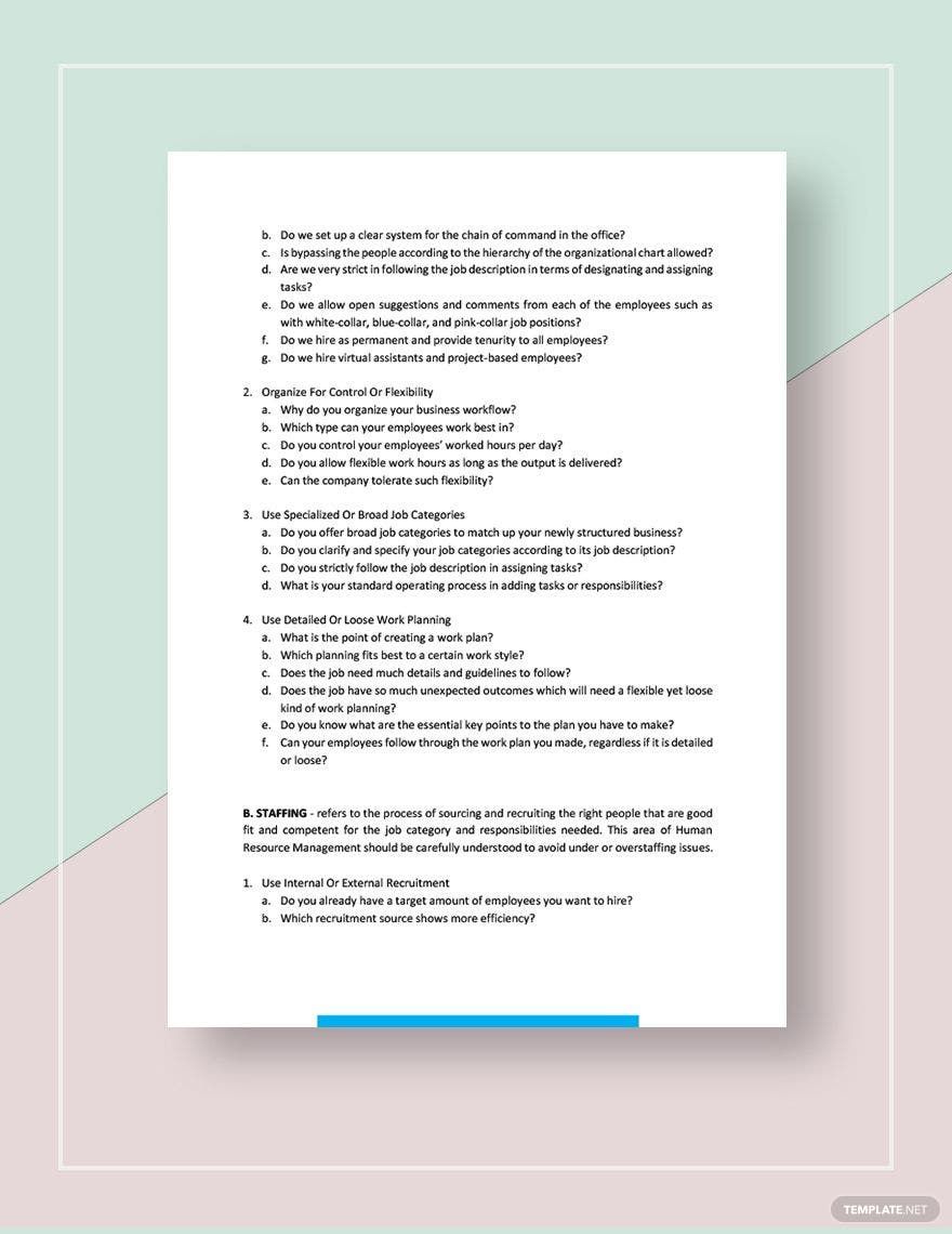 Possible Human Resource Management Strategies Template