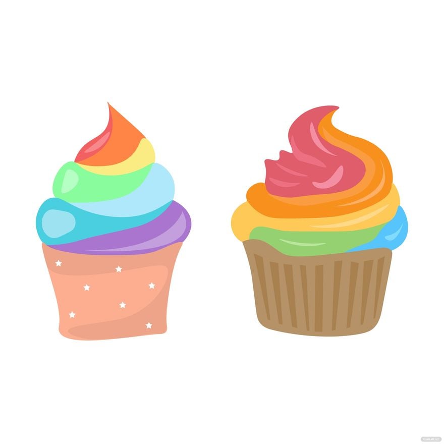 Free Rainbow Cupcake Vector