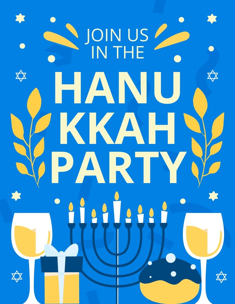 Hanukkah Party Flyer in Word, Google Docs, PSD, Apple Pages, Publisher
