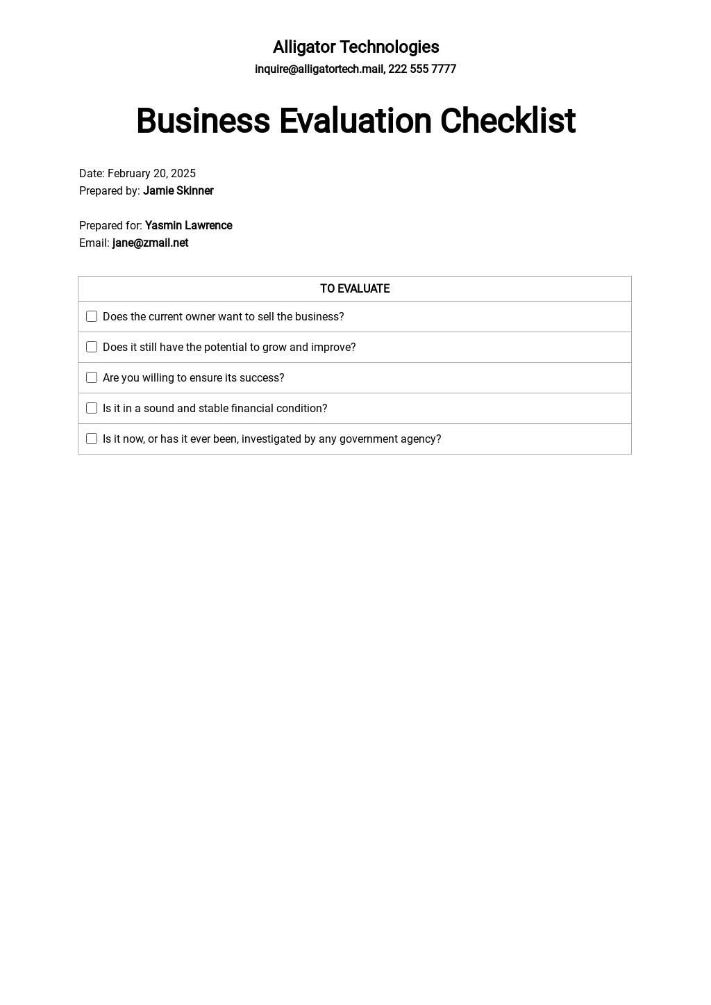 6  FREE Evaluation Checklist Templates Edit Download Template net