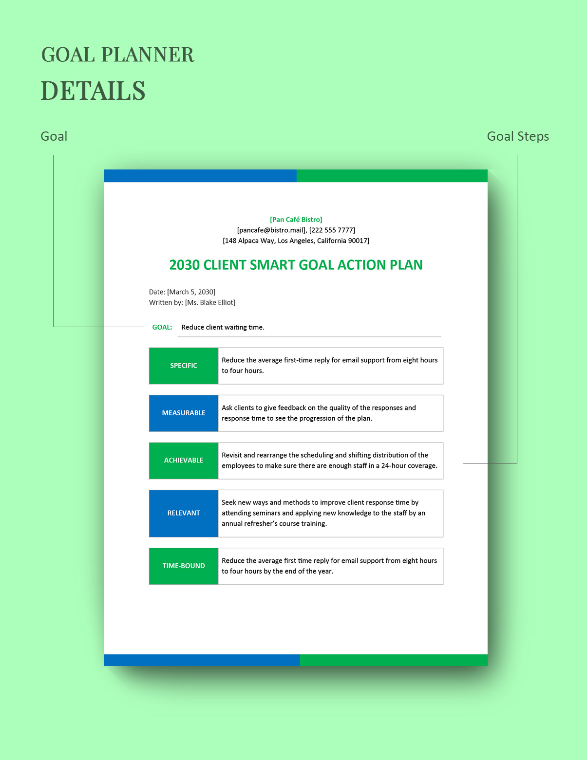 Client Smart Goals Action Plan Sample Template in Excel, PowerPoint ...