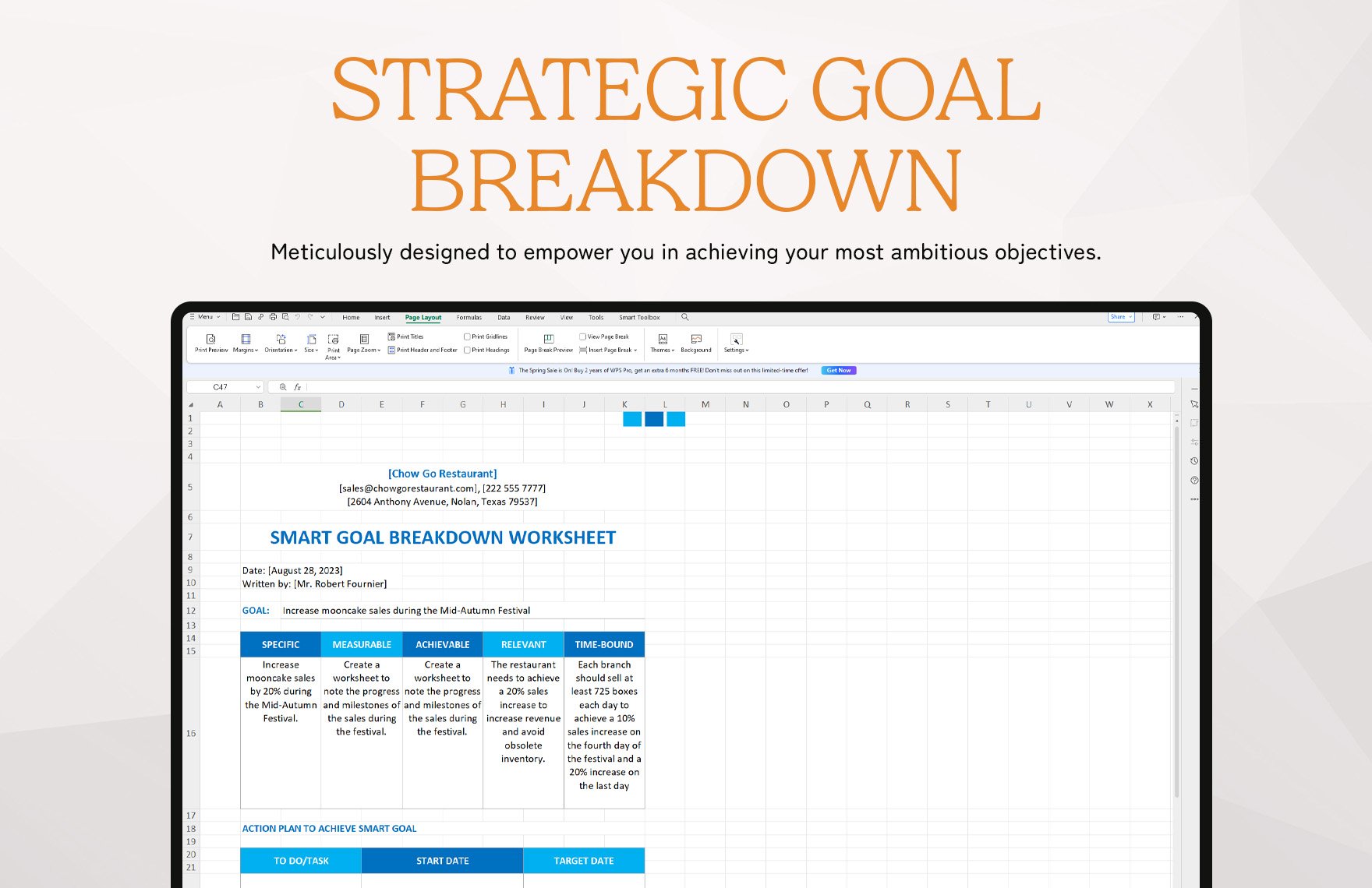 Smart Goal Breakdown Worksheet Template