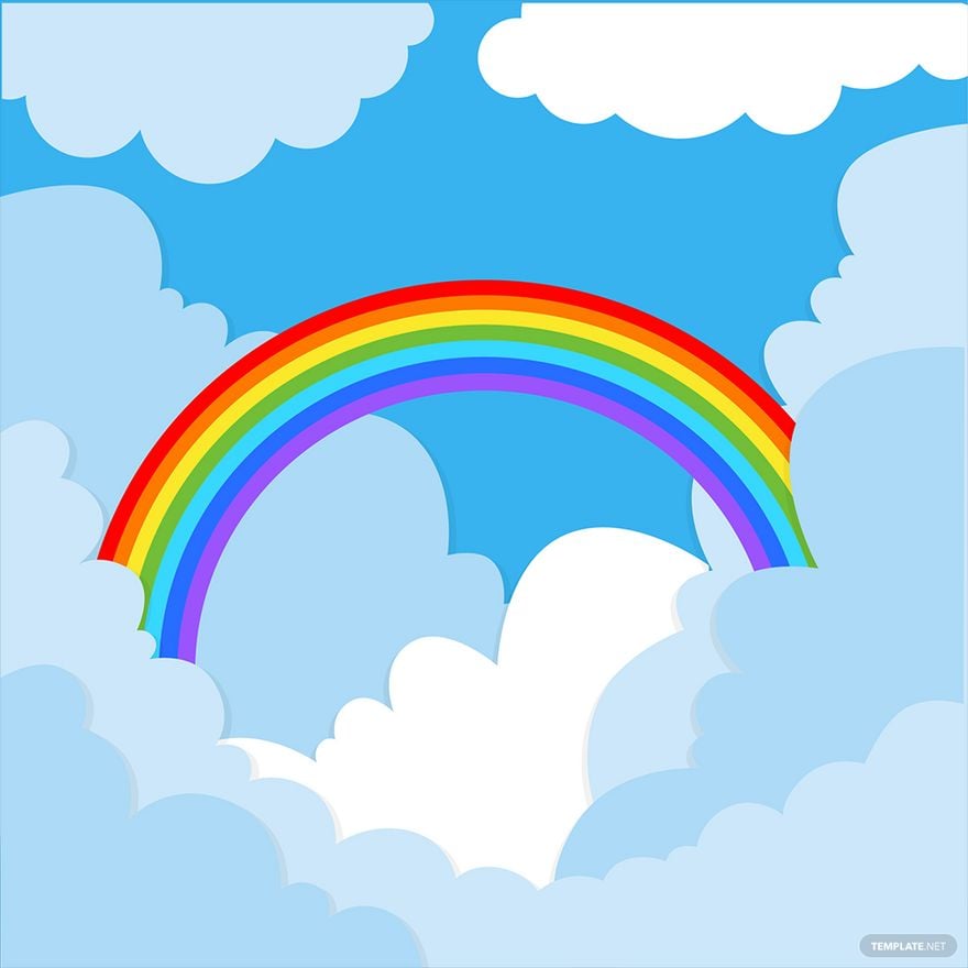 Cloud and Rainbow Vector in Illustrator, EPS, SVG, JPG, PNG