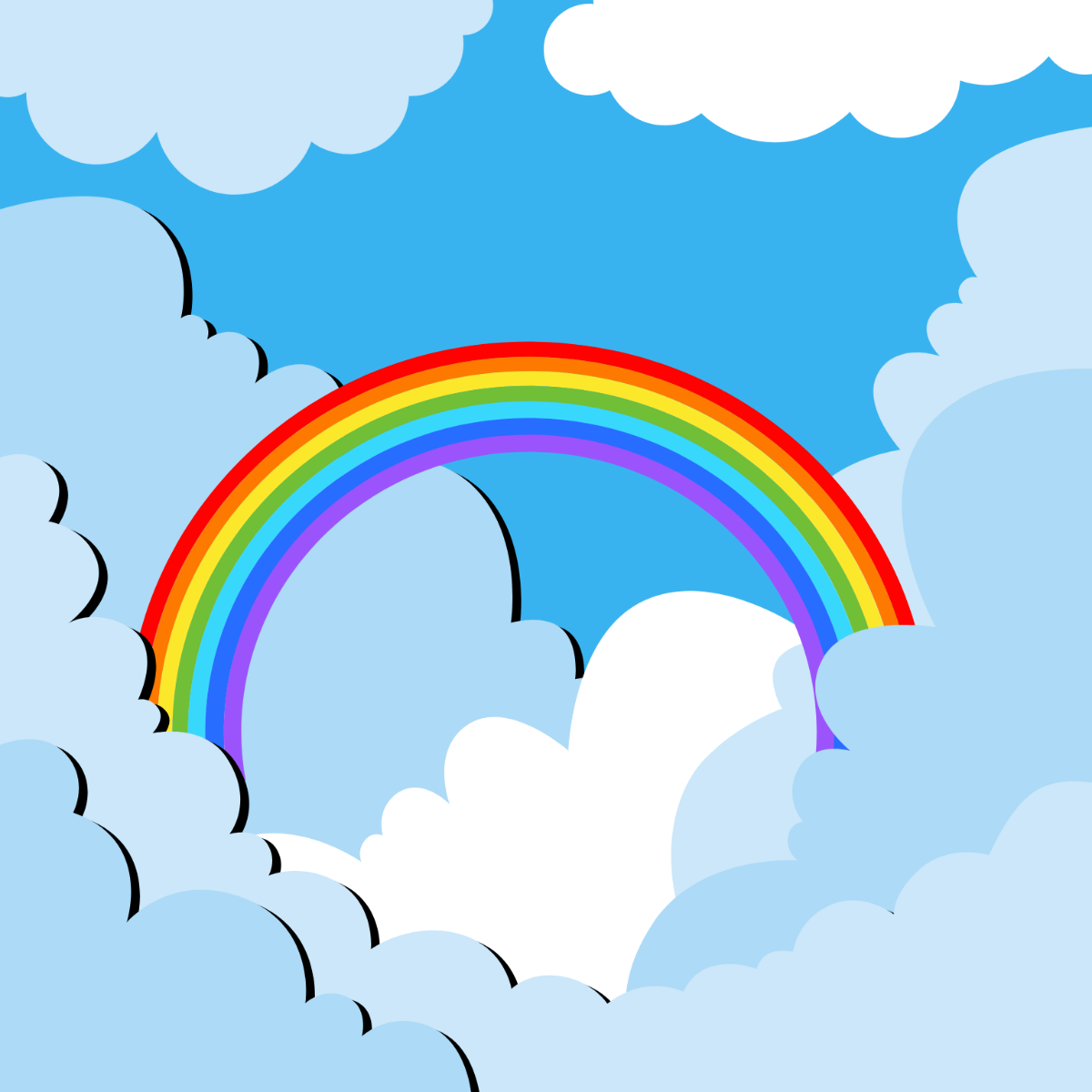 Free Cloud and Rainbow Vector Template