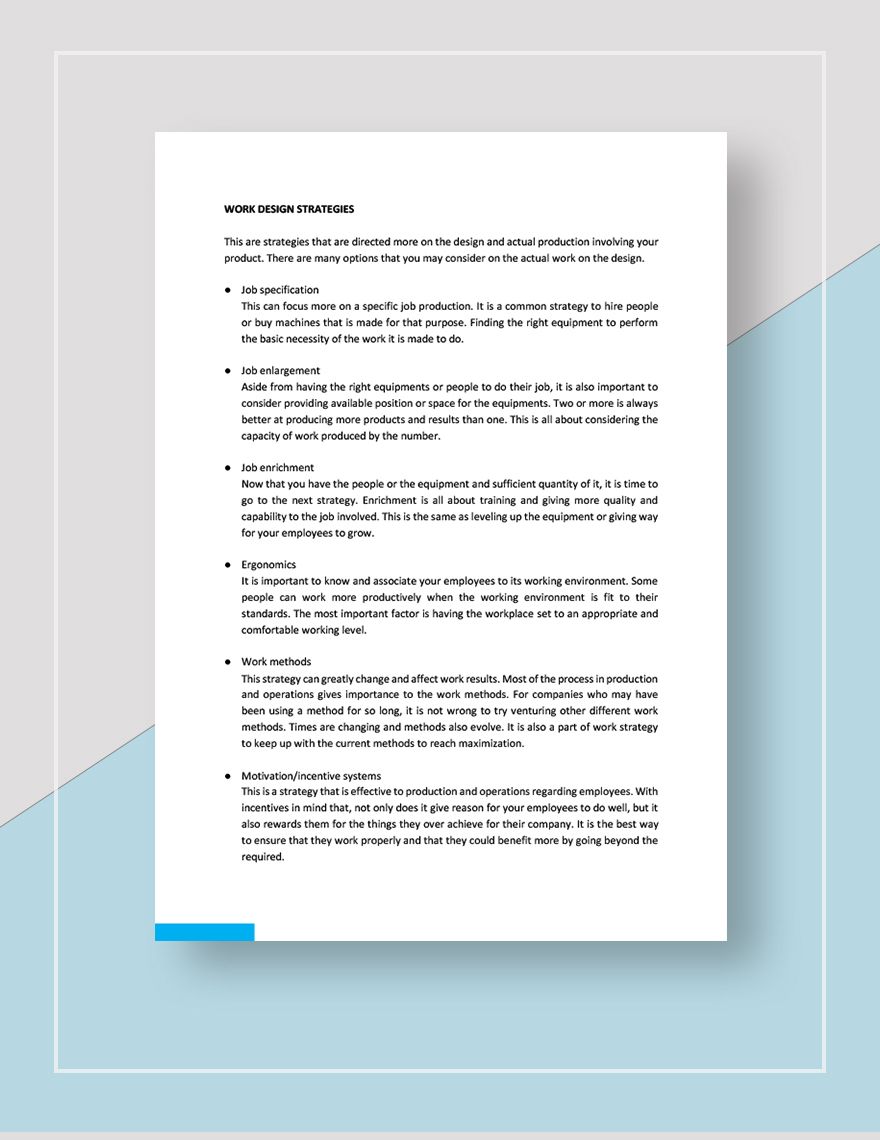 Possible Production & Operations Management Strategies Template