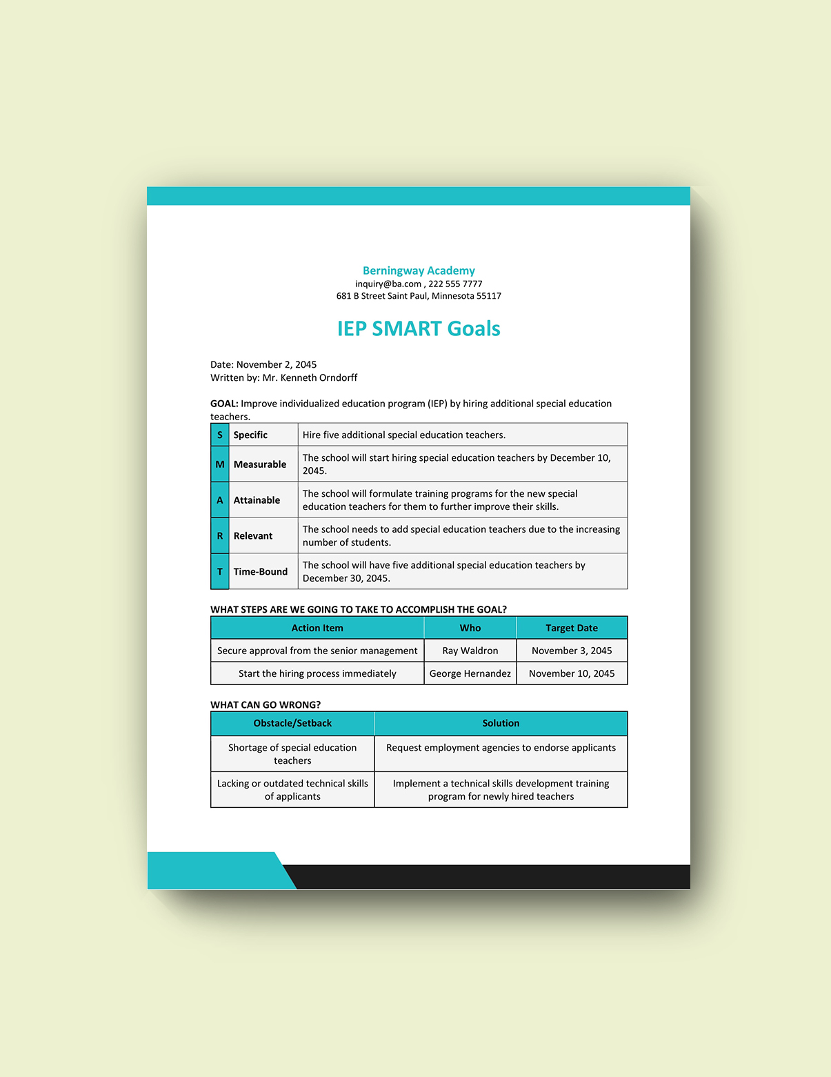 IEP SMART Goals Template Download in Word Google Docs Excel PDF