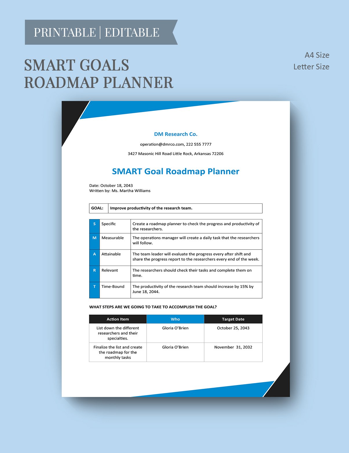 Smart Goal Roadmap Planner Template in Word, Google Docs, Excel, PDF, PowerPoint, Google Slides