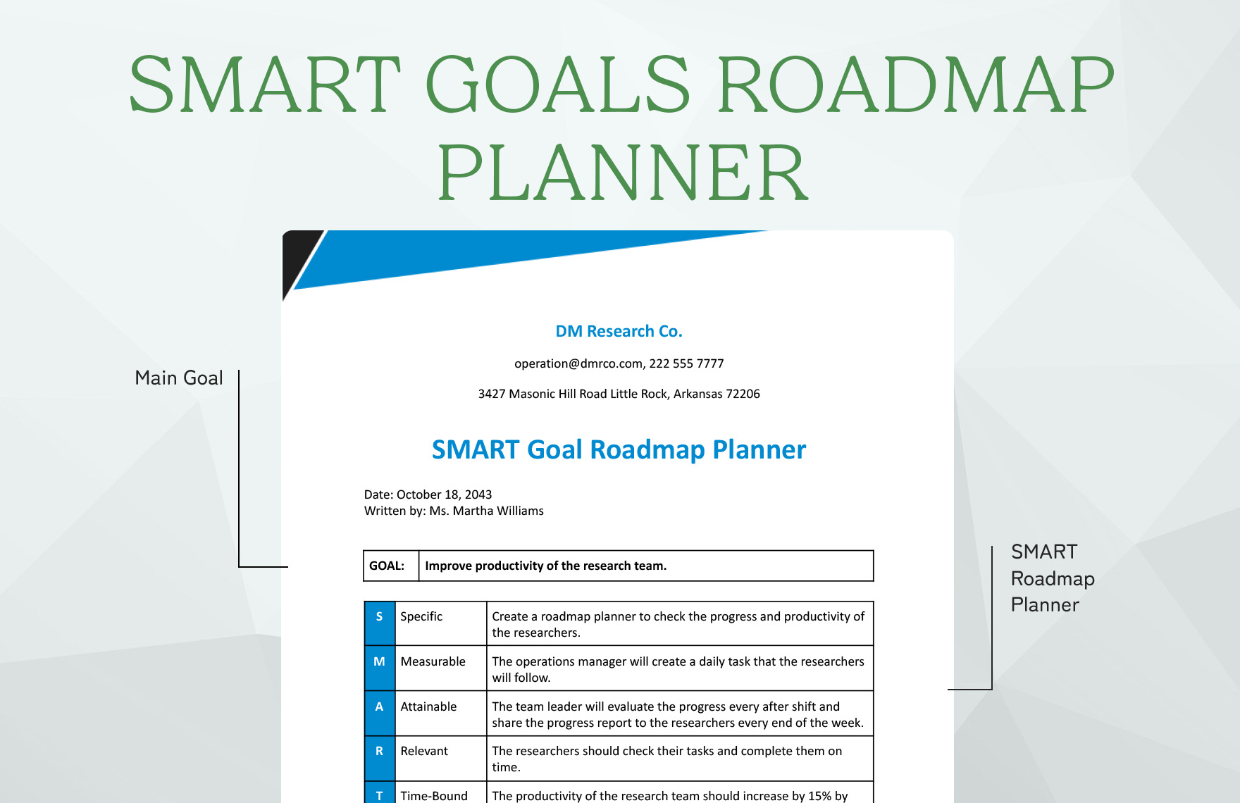 Smart Goal Roadmap Planner Template