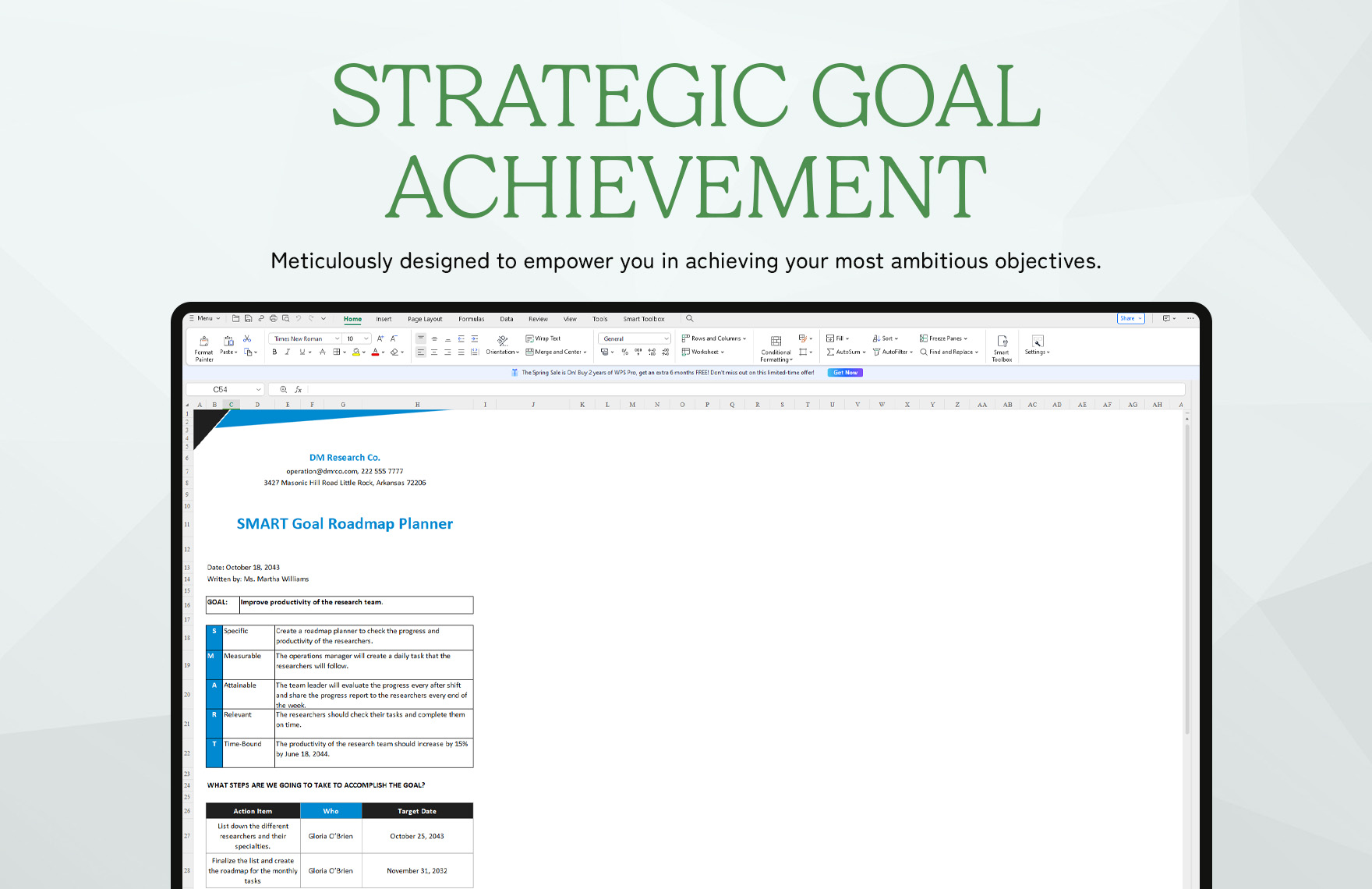 Smart Goal Roadmap Planner Template