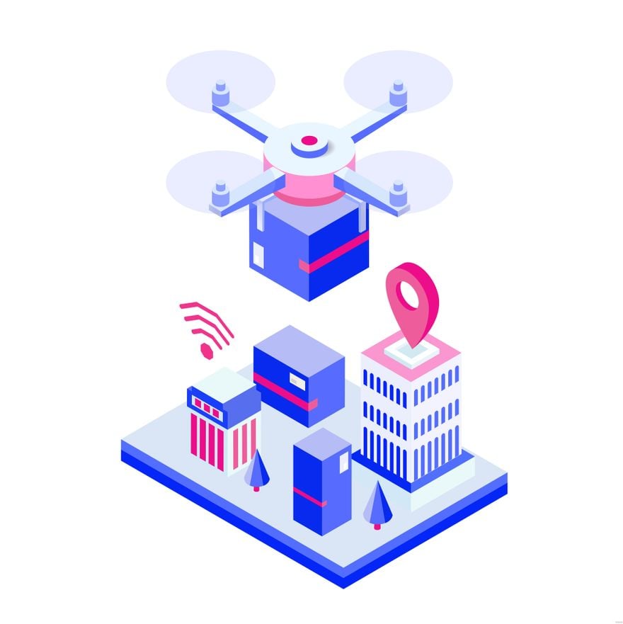 Free Drone Delivery Isometric Illustration