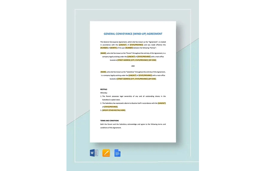 General Conveyance Agreement Wind-Up Template