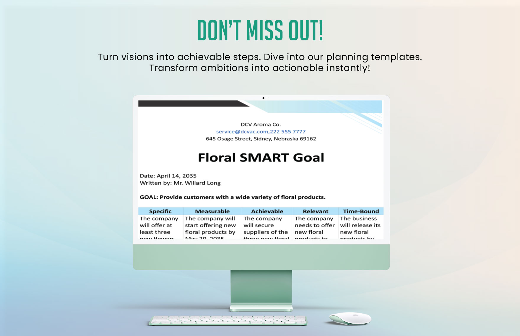  Floral Smart Goal Template