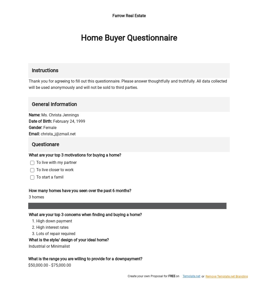 Buyer Questionnaire Template Google Docs, Excel, Word, PDF