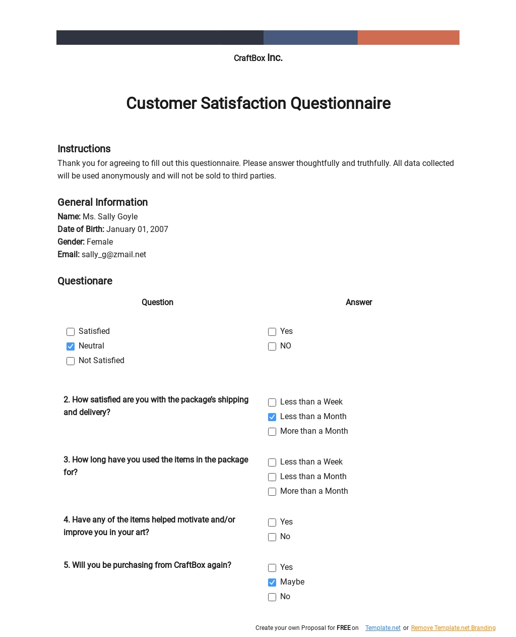 Questionnaire Template Google Docs