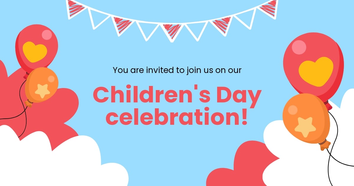 Free Childrens Day Invitation Facebook Post Template