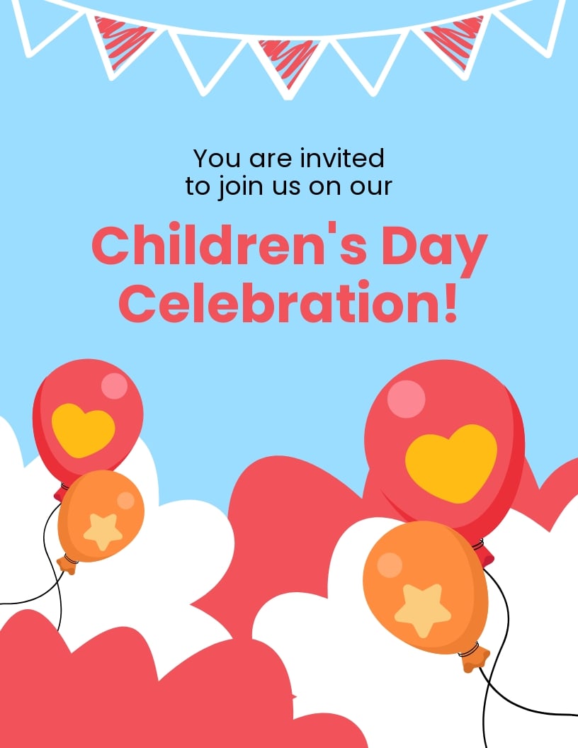 Childrens Day Invitation Flyer Template