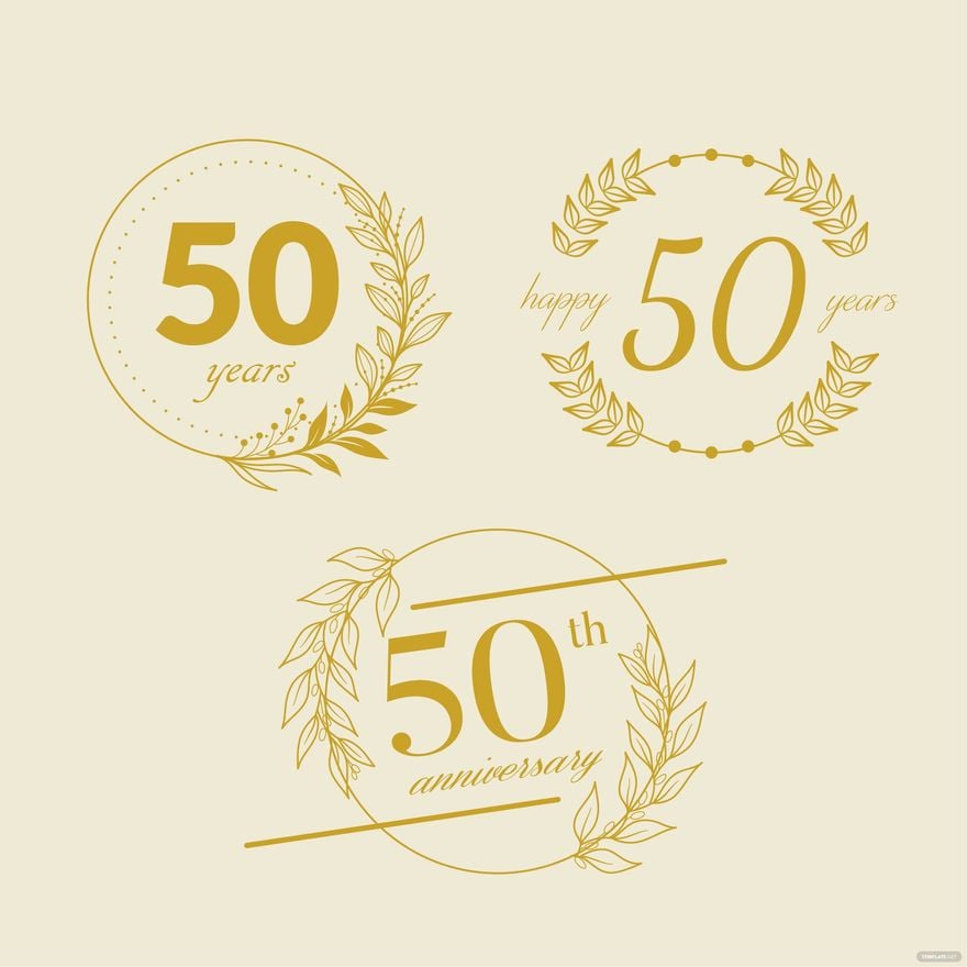 Gold Happy 50th Birthday Vector in Illustrator, SVG, JPG, EPS, PNG -  Download