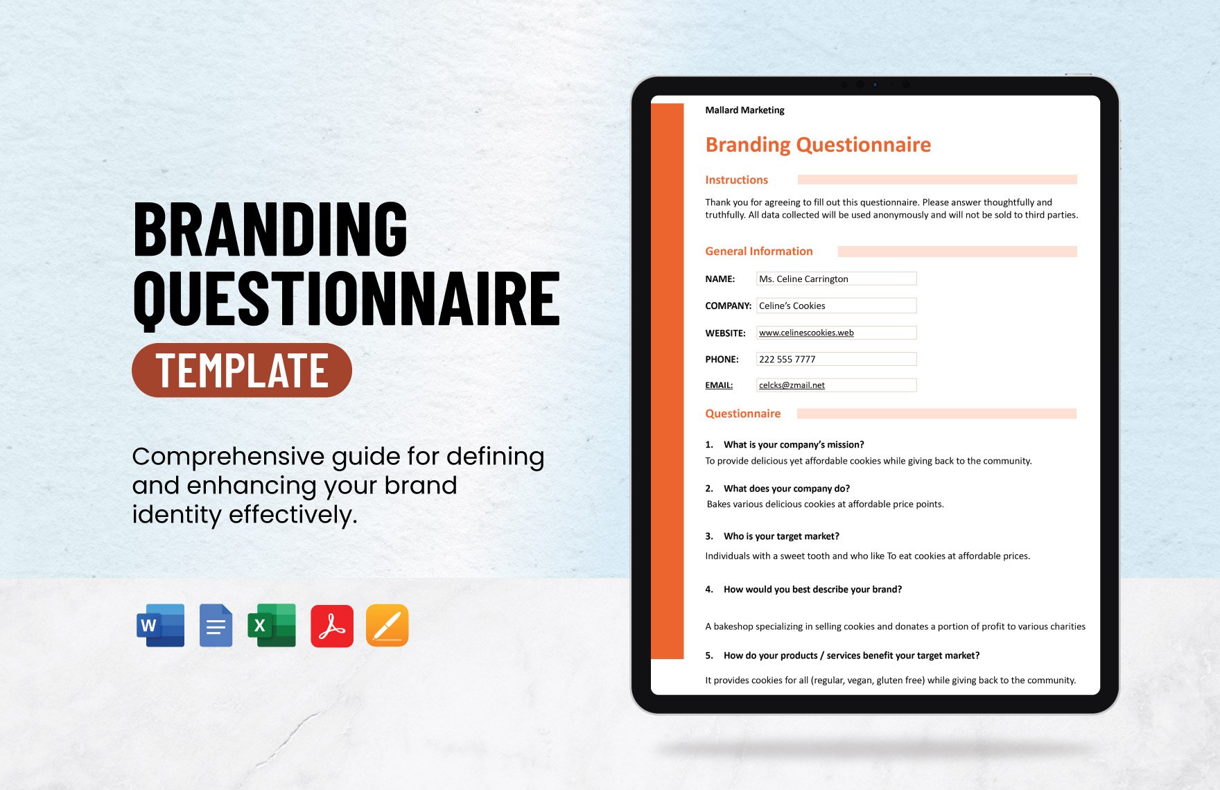 Branding Questionnaire Template in Word, Google Docs, Excel, PDF, Apple Pages