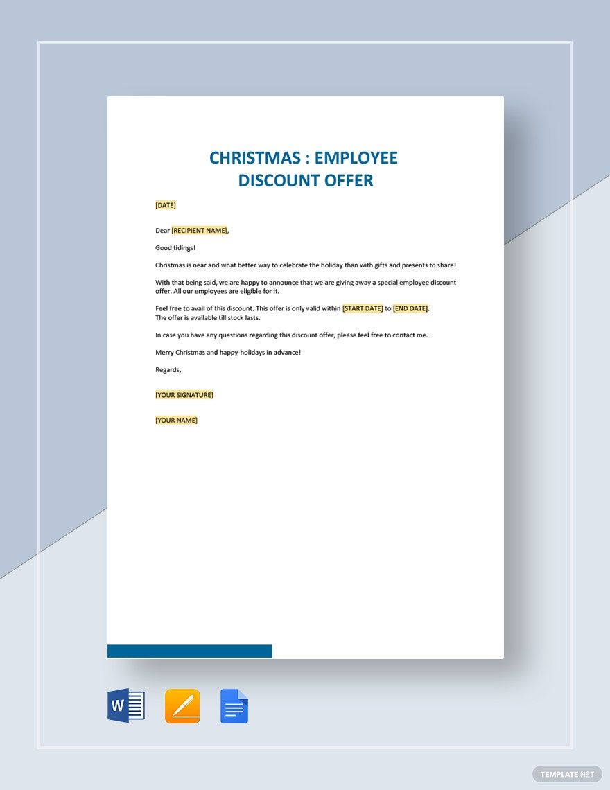 Free Christmas Employee Discount Offer Template